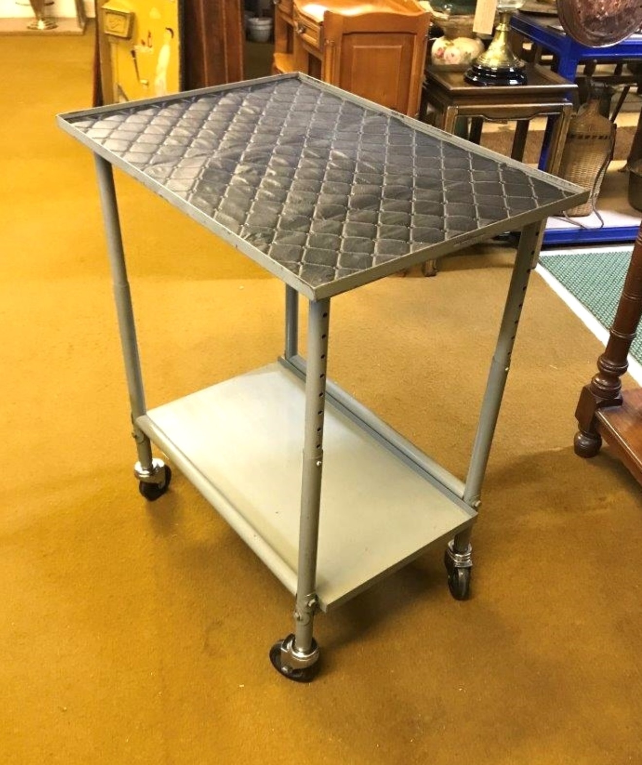 Vintage Adjustable Height Industrial Trolley