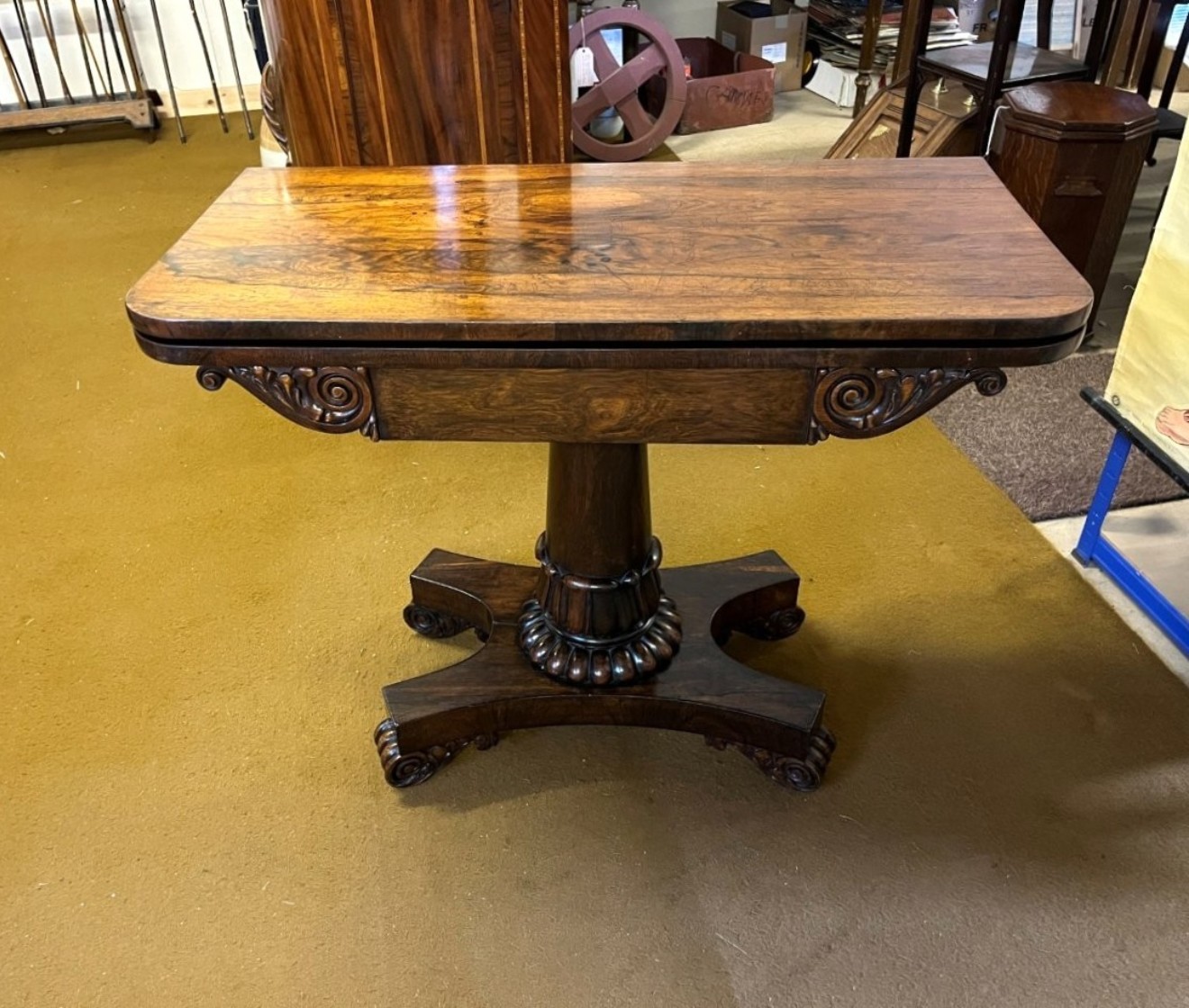 Victorian Rosewood Pedestal Console / Card Table