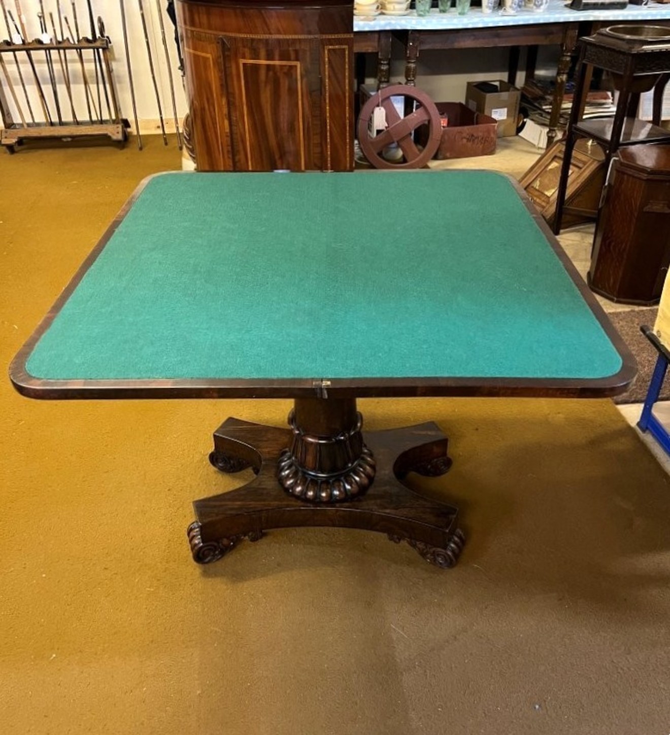 Victorian Rosewood Pedestal Console / Card Table