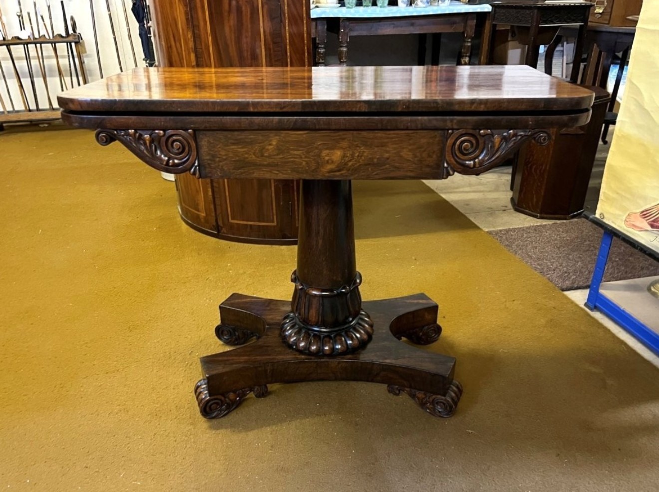 Victorian Rosewood Pedestal Console / Card Table