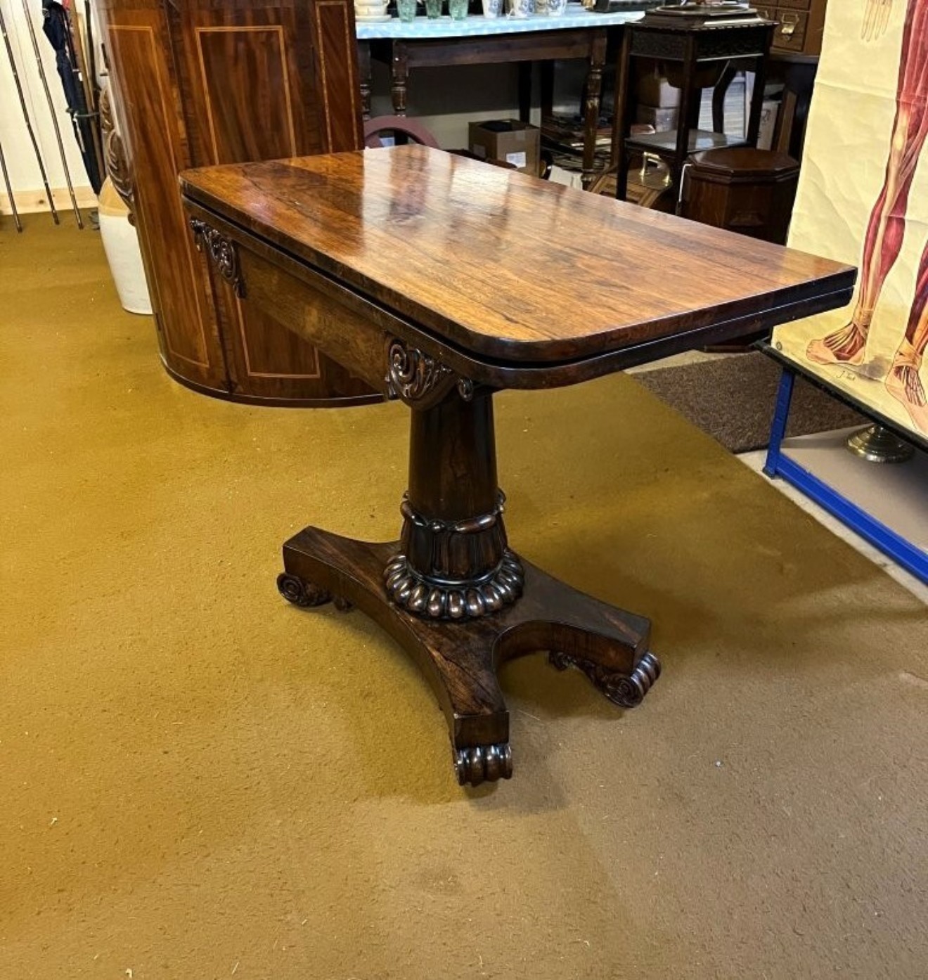 Victorian Rosewood Pedestal Console / Card Table