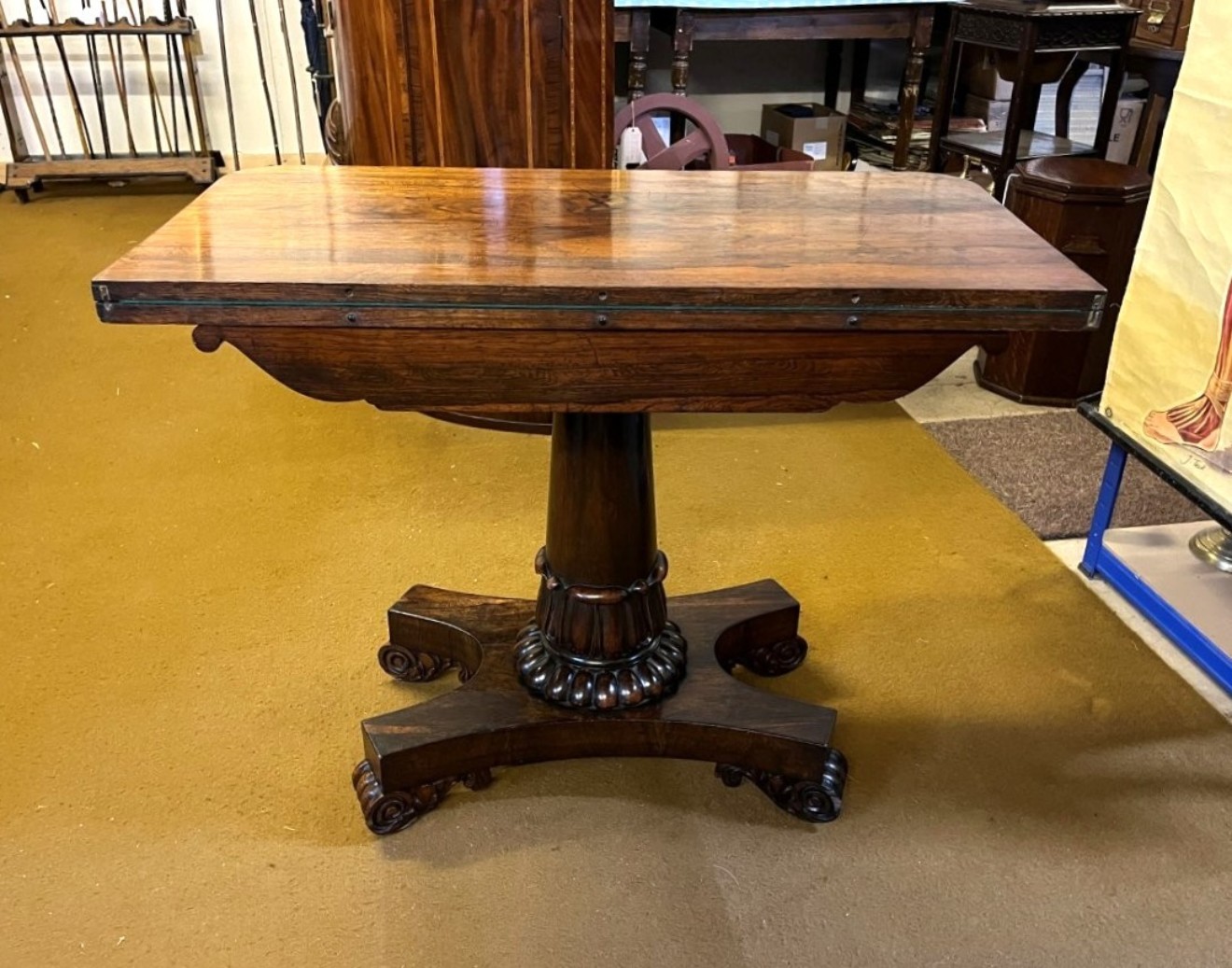 Victorian Rosewood Pedestal Console / Card Table
