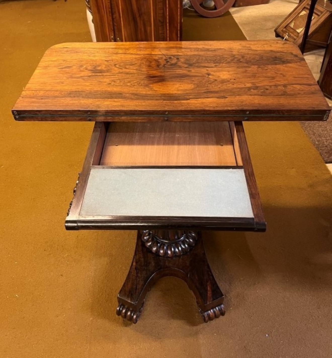 Victorian Rosewood Pedestal Console / Card Table