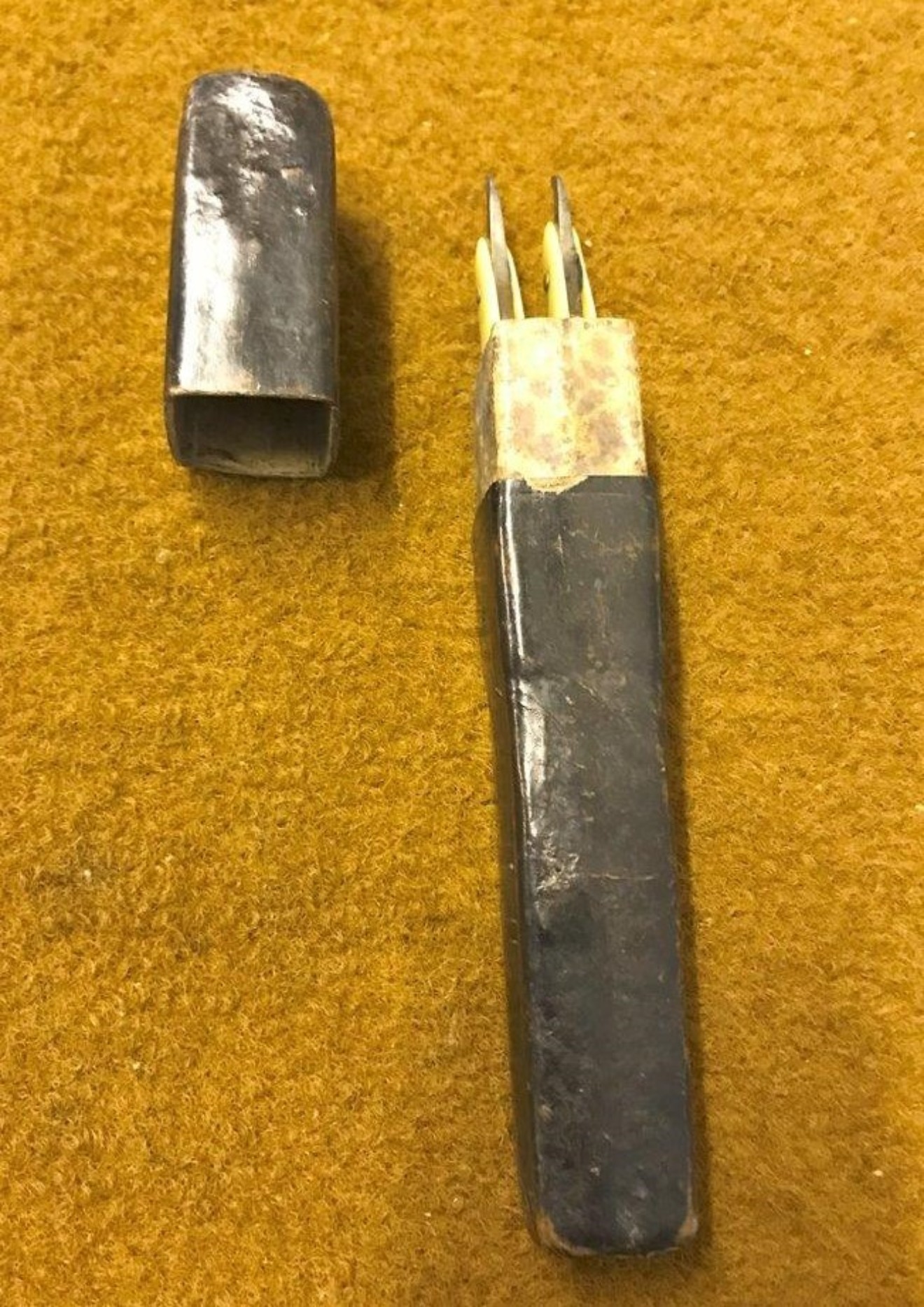 Antique Pair of W&T Marsh's Standard Cut Throat Razors in Original Leather Bound Double Coffin Box