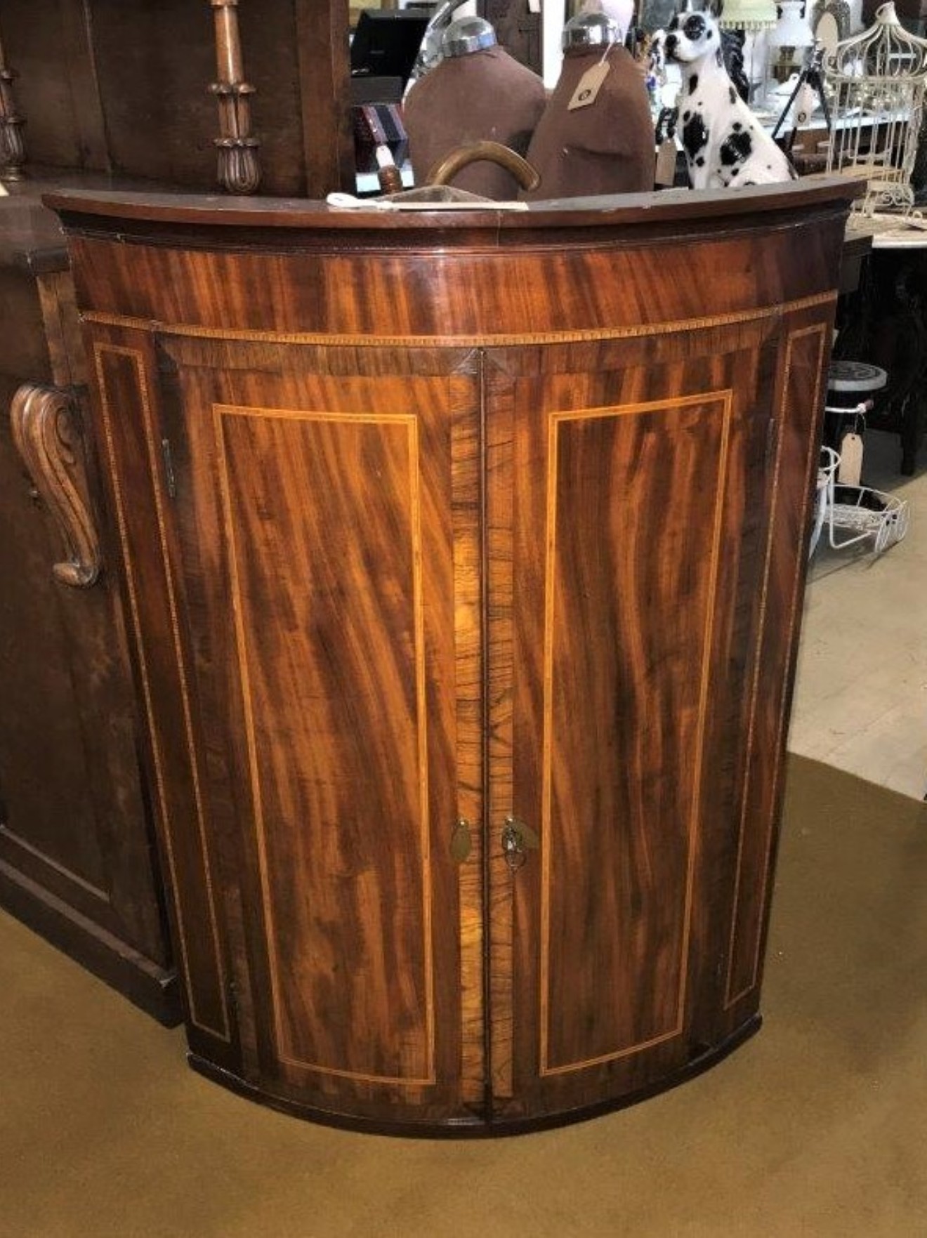 Georgian Inlaid Wall Hanging Corner Cabinet