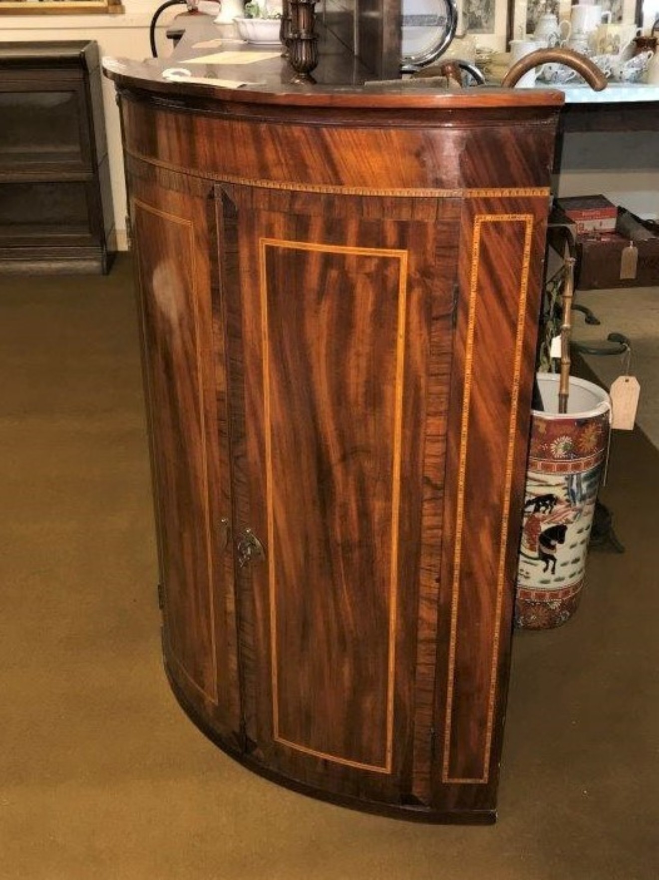 Georgian Inlaid Wall Hanging Corner Cabinet