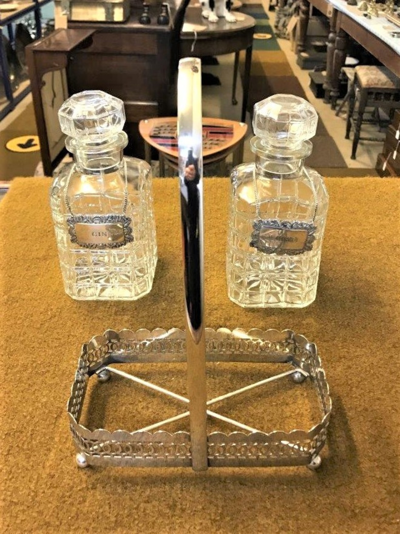 Silver Plated Two Bottle Tantalus