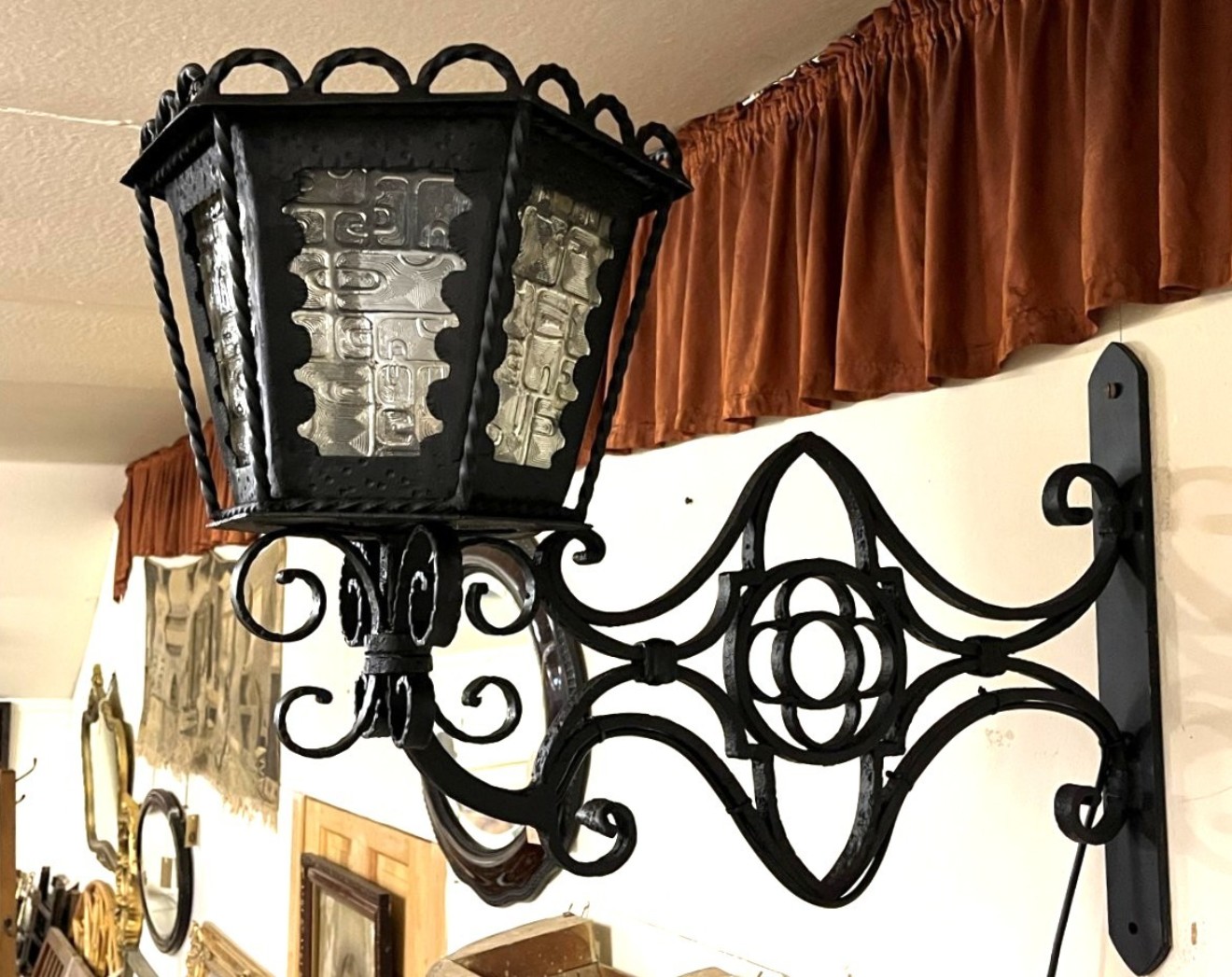 Vintage Wrought Iron Outside Light Fitting Gothic Style Hand Forged by a Blacksmith