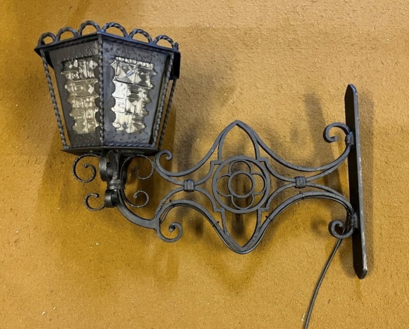 Vintage Wrought Iron Outside Light Fitting Gothic Style Hand Forged by a Blacksmith