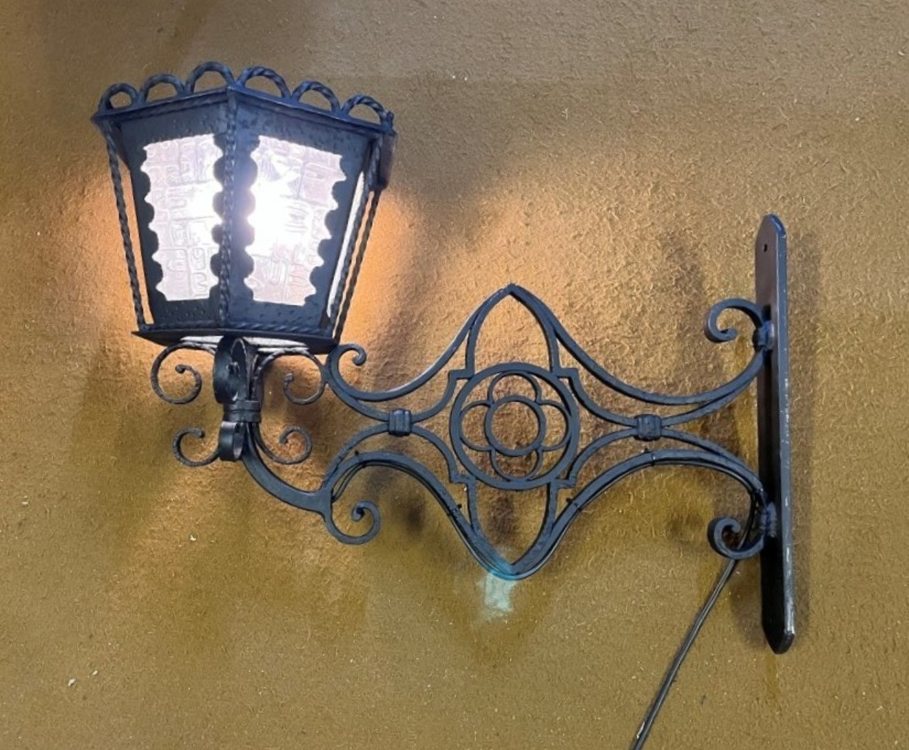 Vintage Wrought Iron Outside Light Fitting Gothic Style Hand Forged by a Blacksmith