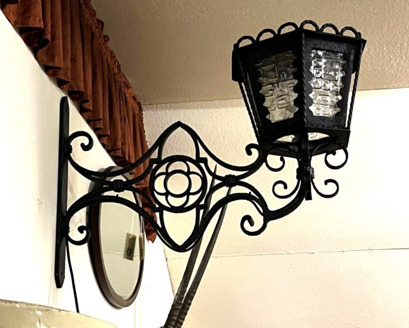 Vintage Wrought Iron Outside Light Fitting Gothic Style Hand Forged by a Blacksmith