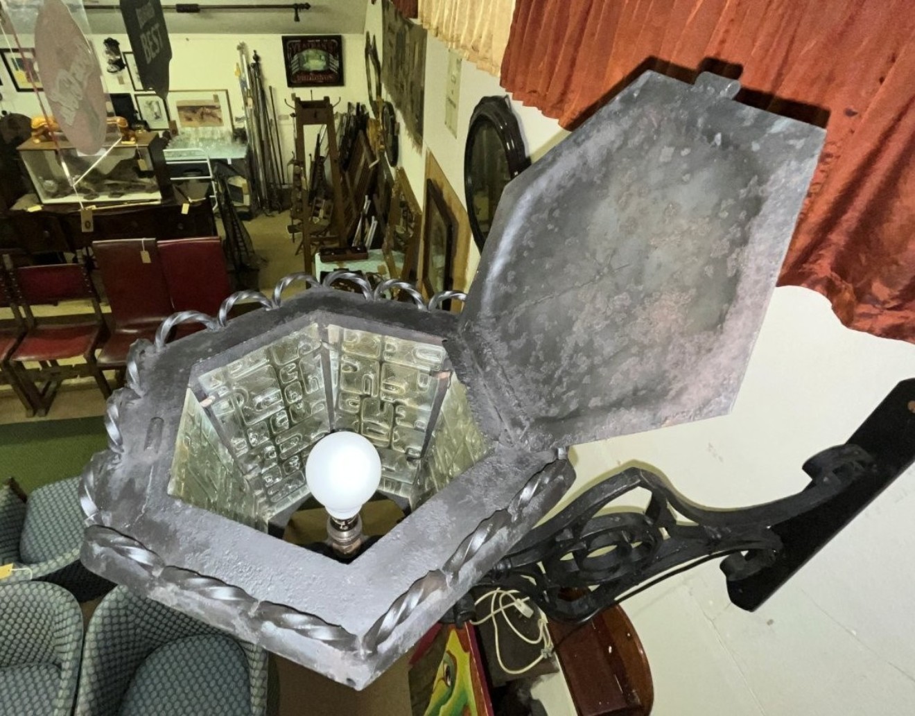 Vintage Wrought Iron Outside Light Fitting Gothic Style Hand Forged by a Blacksmith