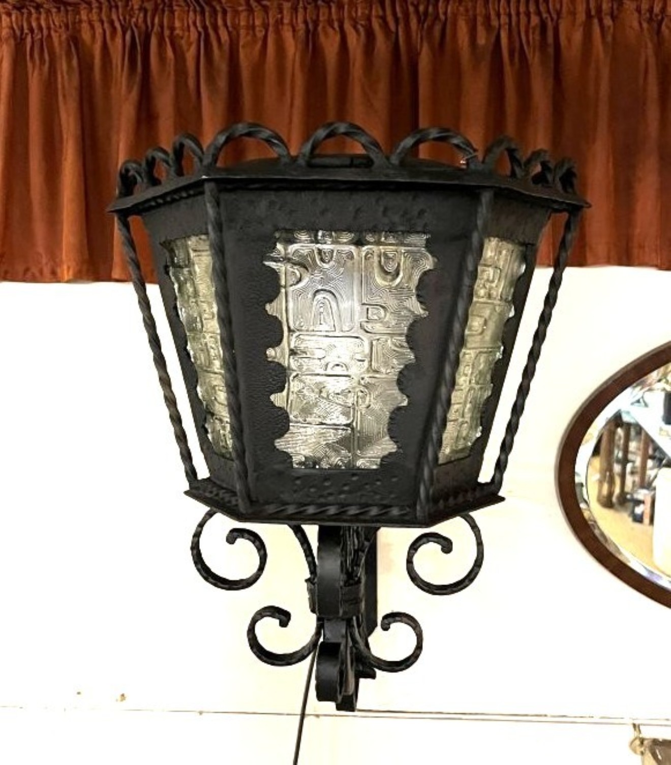 Vintage Wrought Iron Outside Light Fitting Gothic Style Hand Forged by a Blacksmith