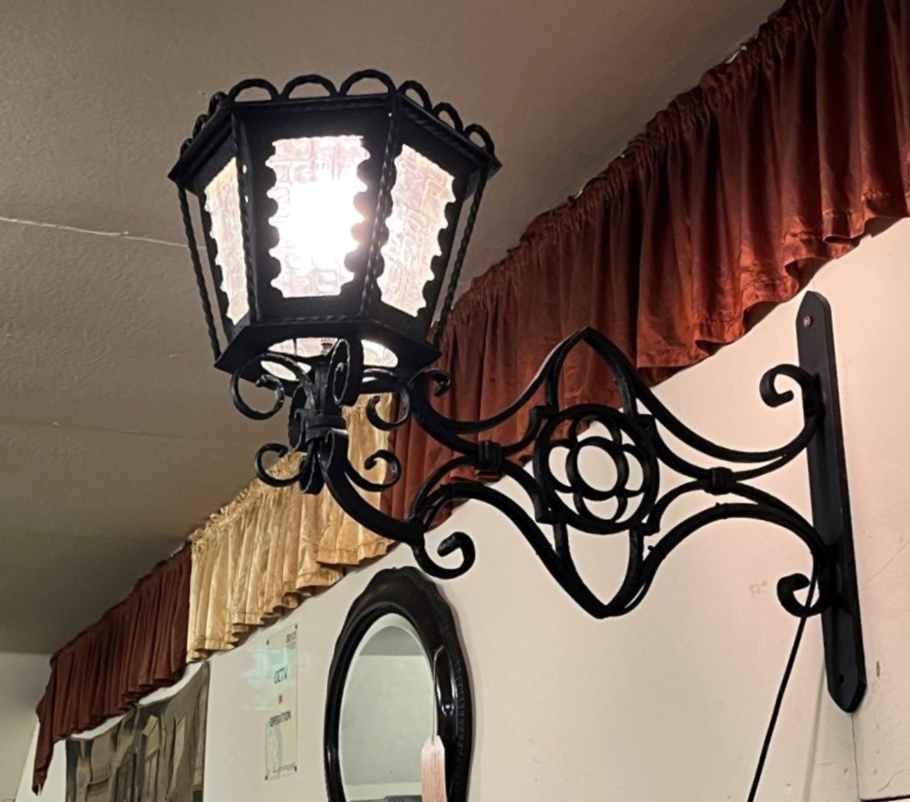 Vintage Wrought Iron Outside Light Fitting Gothic Style Hand Forged by a Blacksmith