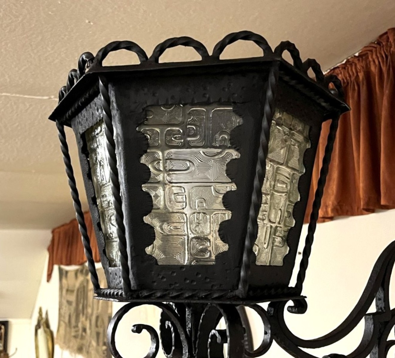 Vintage Wrought Iron Outside Light Fitting Gothic Style Hand Forged by a Blacksmith
