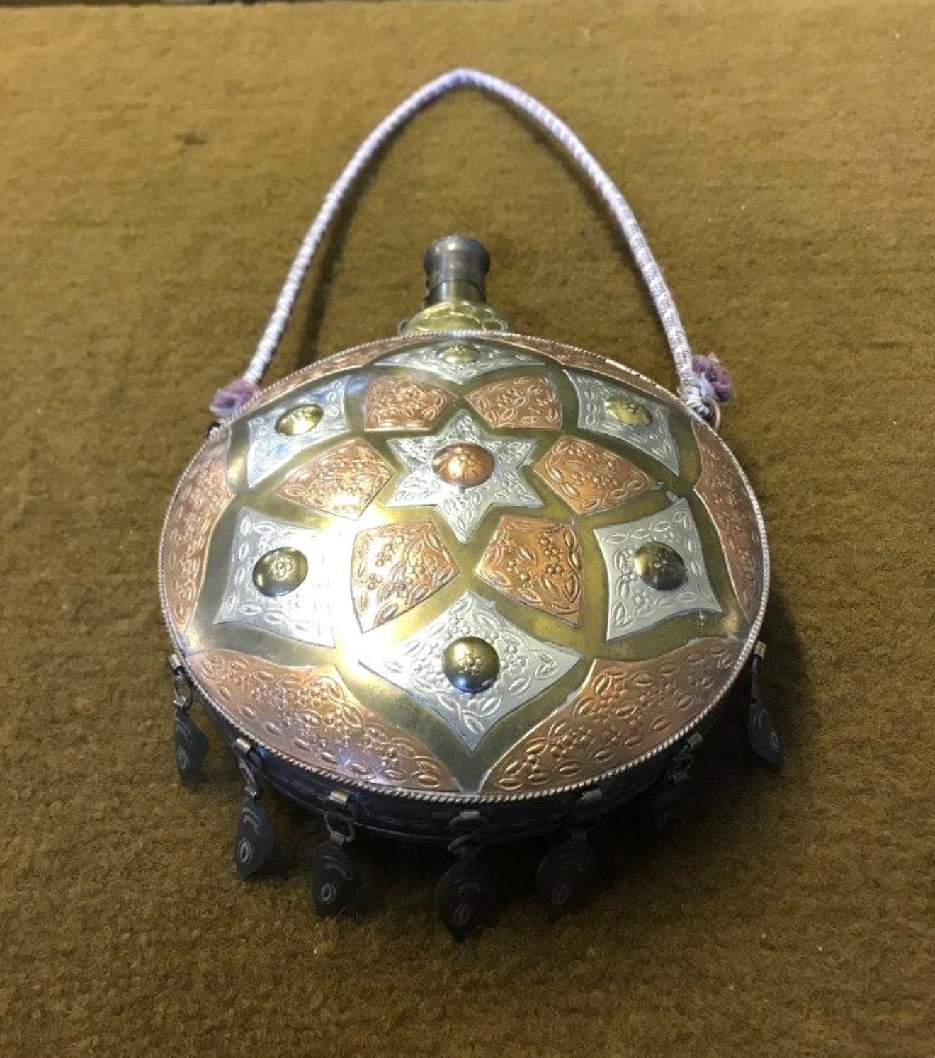 Vintage North African Copper Brass Powder / Water Flask