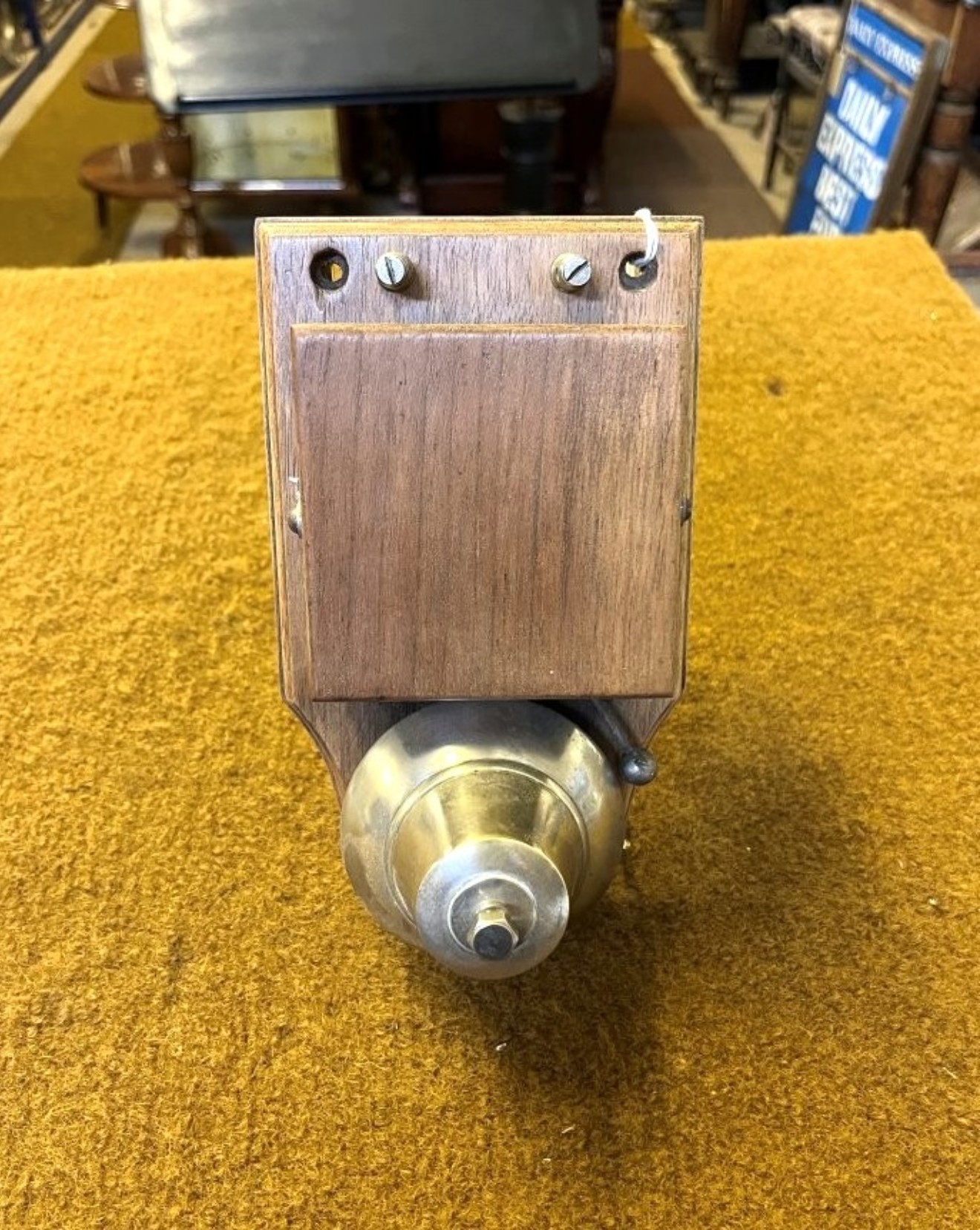 Vintage Wooden Cased Door Bell with Brass Dome