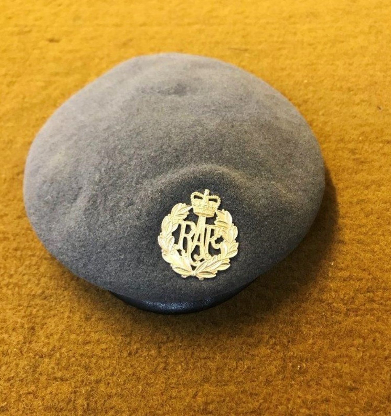Vintage RAF Beret with White Metal Cap Badge