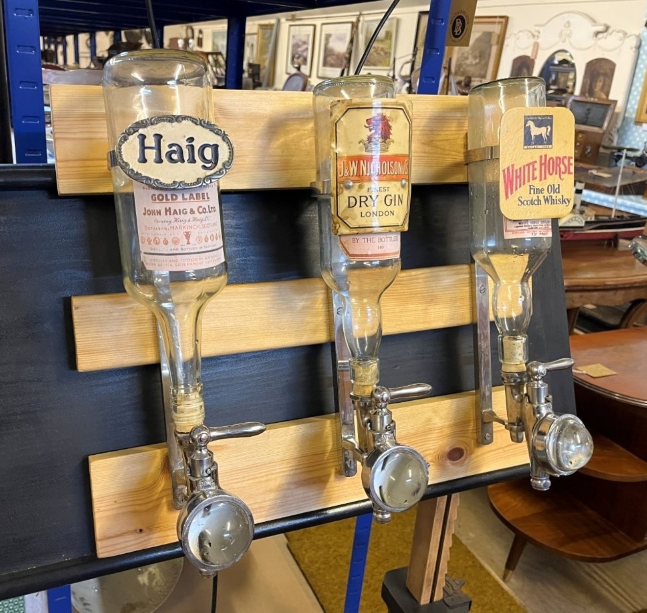 Vintage Set of 3 Spirit Optic Stands Haig Whisky, White Horse Whisky and Nicholson's Gin