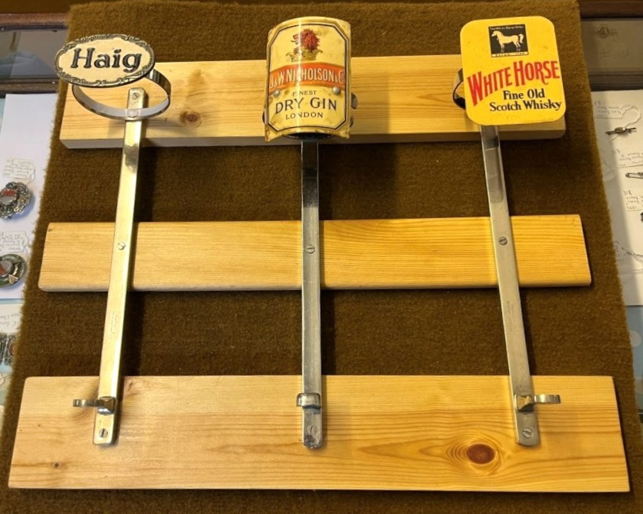 Vintage Set of 3 Spirit Optic Stands Haig Whisky, White Horse Whisky and Nicholson's Gin
