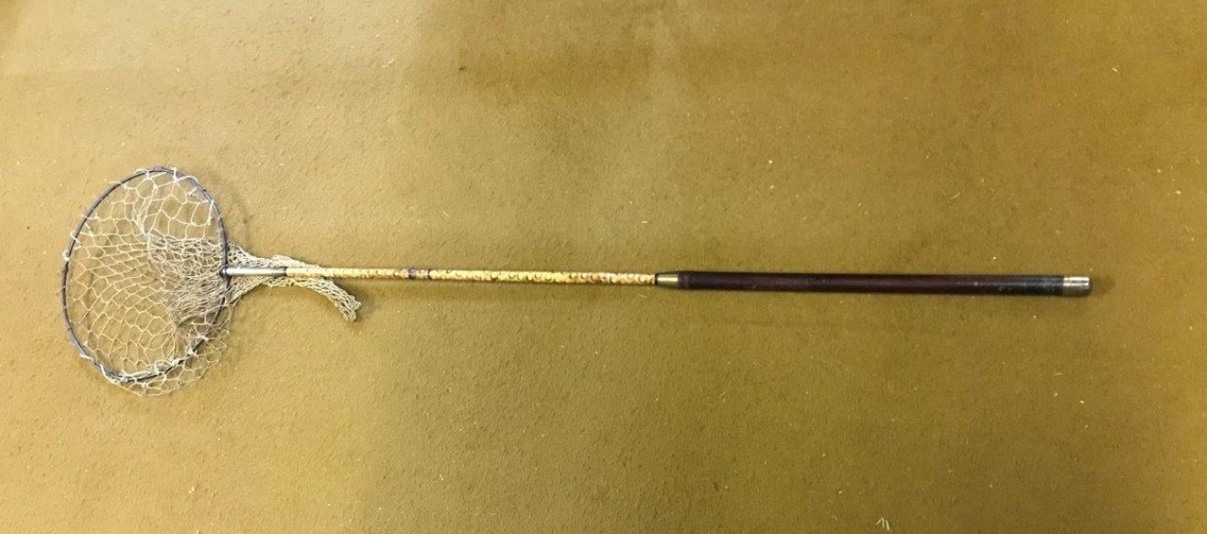 Vintage Angler's Landing Net Flamed Bamboo Shaft with Brass Ends