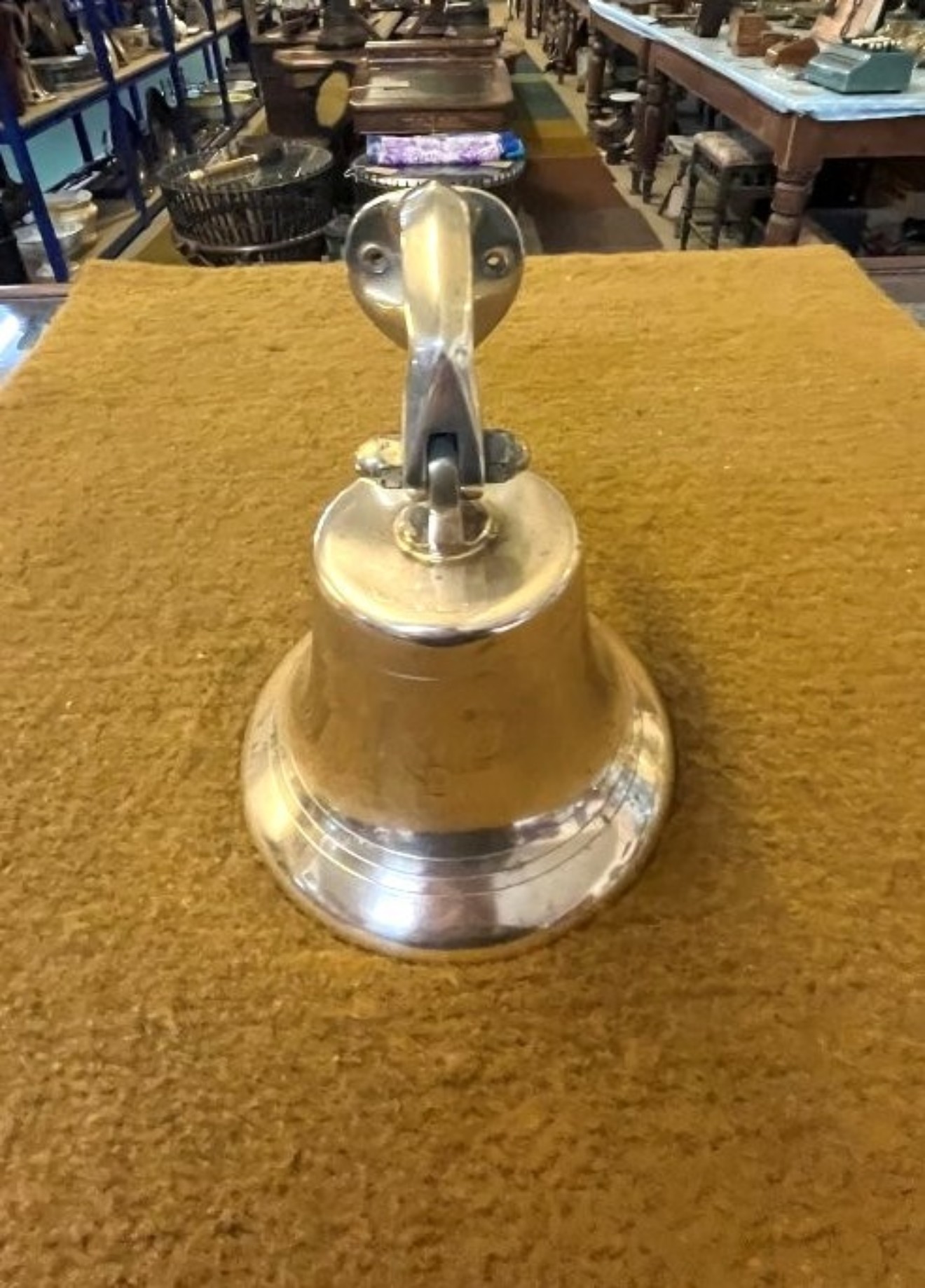 Vintage Brass Wall Mounted Bell Engraved Queen Elizabeth 2