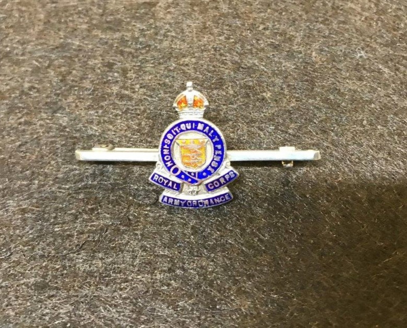 Vintage Royal Army Ordnance Corps Silver & Enamel Sweetheart Badge