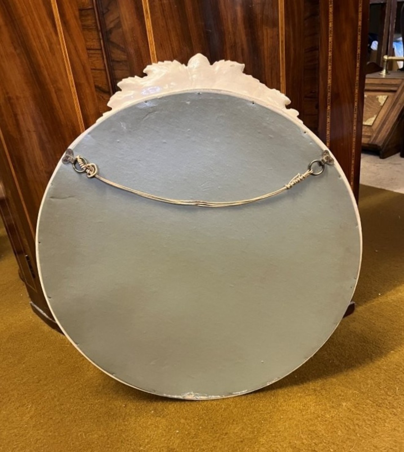 Art Deco "Barbola" Floral Design Round Wall Hanging Mirror
