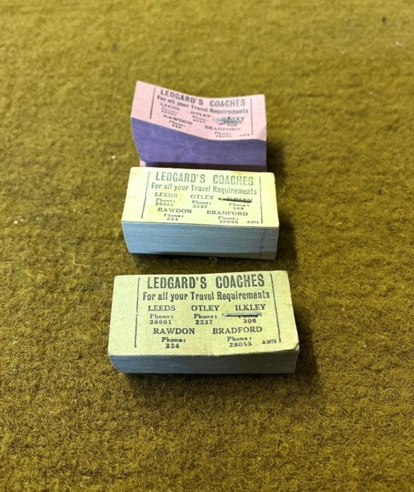 Vintage 3 Blocks of Legard's Coaches Yorkshire Unused Bus Tickets
