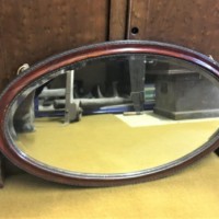Vintage Oval Mahogany Effect Wood and Gesso Mirror