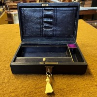 Antique Leather Bound Jewellery / Etui Box