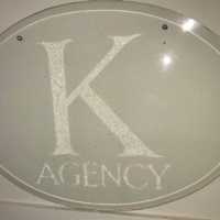 Glass Etched Advertising Sign "K Agency"