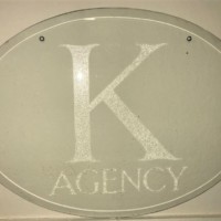 Glass Etched Advertising Sign "K Agency"