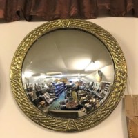 Brass Rimmed Convex Arts & Crafts Mirror