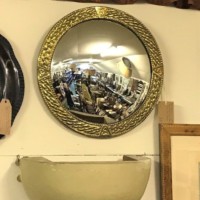 Brass Rimmed Convex Arts & Crafts Mirror