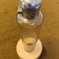 Antique Saddle Spirit Flask with Leather Case and Silver Plated Cap