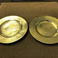 Vintage Pair of Chinese Cast Brass Wall Plates
