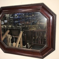 Mahogany Effect Octagonal Mirror