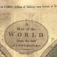 Antique Canvas Hanging Map of the World from the best Authorities. Western Hemisphere. Eastern Hemisphere. Engrav'd for Carey's Edition of Guthrie's new System of Geography