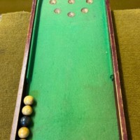 Antique Table Top Thumb Operated Bagatelle Game