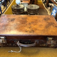 Vintage Leather Suitcase Reinforced Leather Corners
