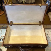 Vintage Leather Suitcase Reinforced Leather Corners