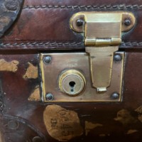 Vintage Leather Suitcase Reinforced Leather Corners