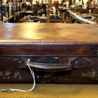 Vintage Leather Suitcase Reinforced Leather Corners