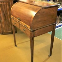 Edwardian Mahogany Inlaid Cylinder Top Desk