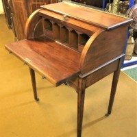 Edwardian Mahogany Inlaid Cylinder Top Desk