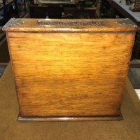 Victorian Oak Tantalus / Games Compendium with 3 Hob Nail Cut Glass Decanters and Silver Plated Fixtures