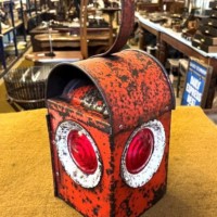 Vintage Red Roadworkers Danger Paraffin Lamp