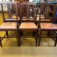 Vintage Set of 6 Dining Chairs Mahogany Frames with Leather Seats