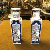 Vintage Pair of Japanese Square Vases